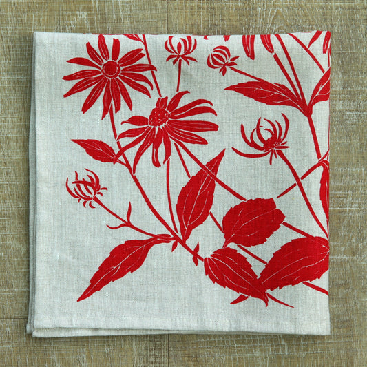 Black Eyed Susan Napkin in Zinnia on Linen