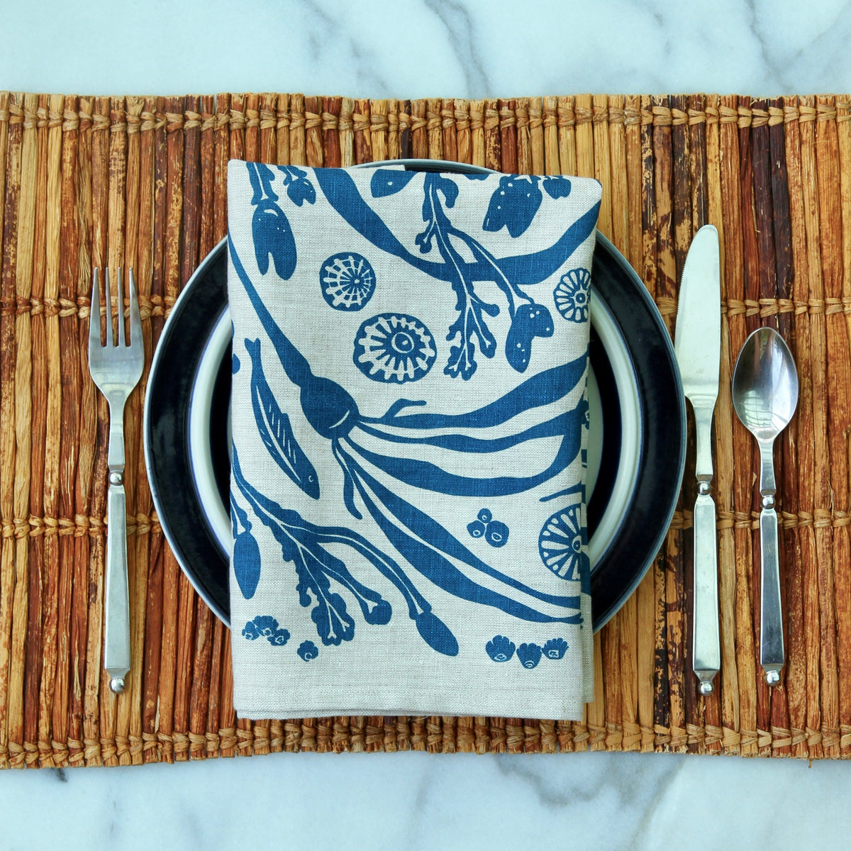 Salish Sea Life Napkin on Linen