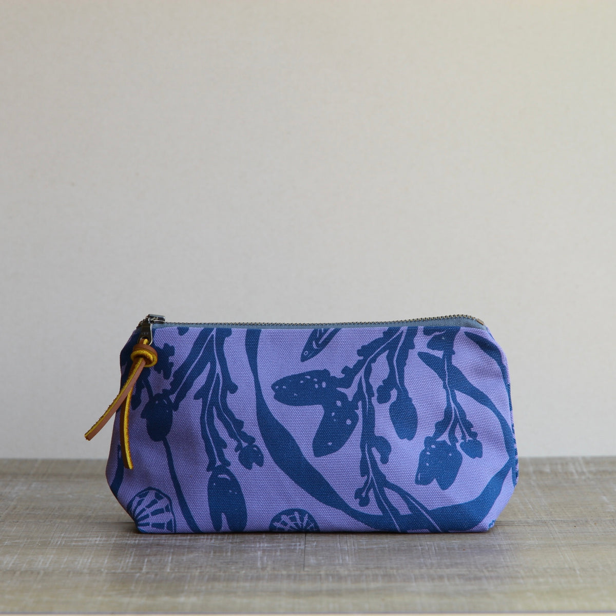 Canvas Supply Pouch - 8" Salish Sea Life in Blue on Lupin Canvas
