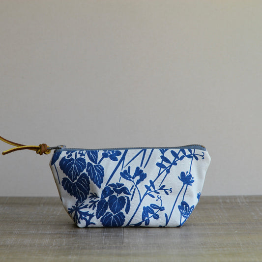 Canvas Supply Pouch - 8" Wild Daisy in Bluebell on Stone Canvas