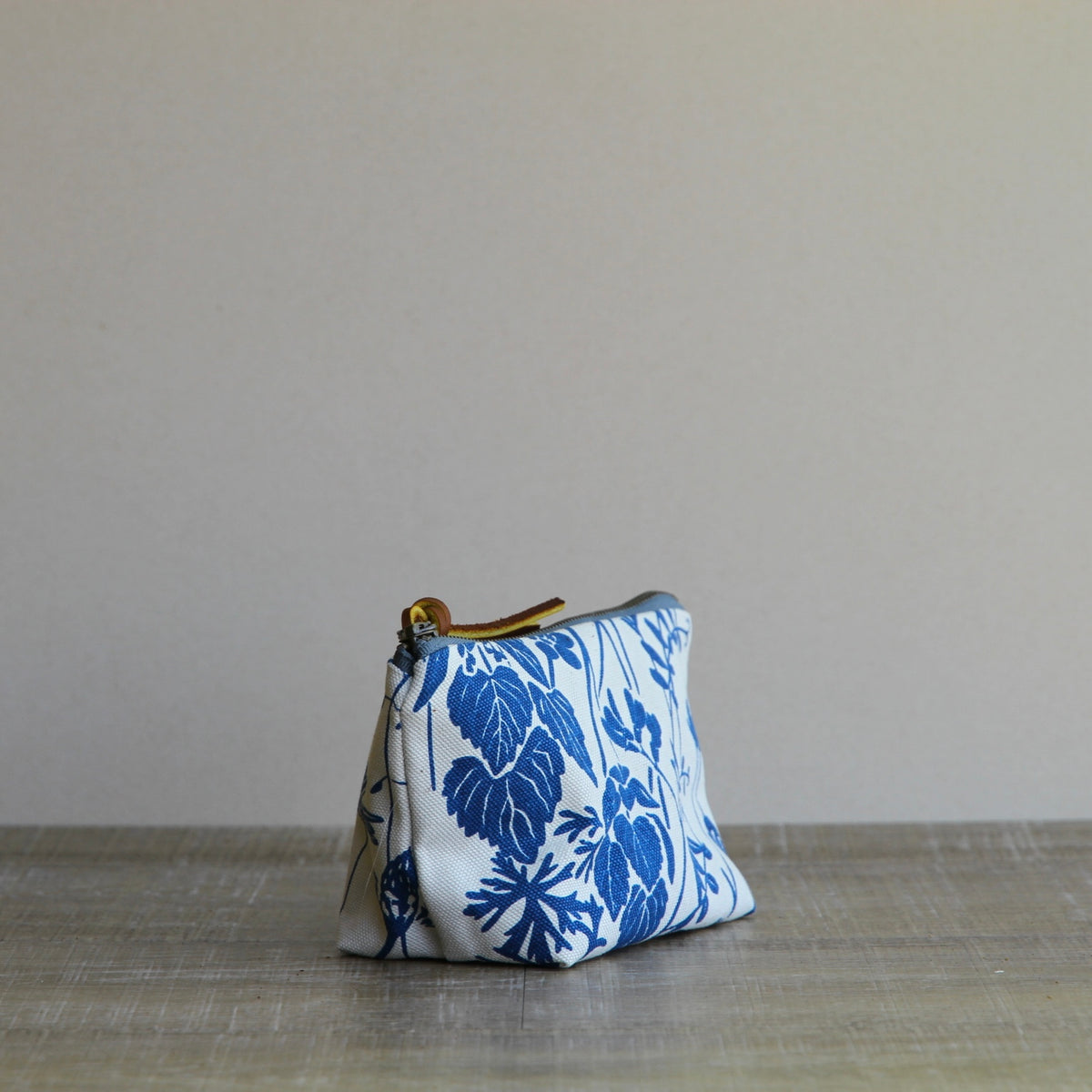Canvas Supply Pouch - 8" Wild Daisy in Bluebell on Stone Canvas