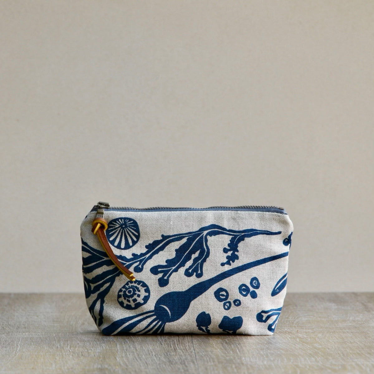 Linen Slim Pouch - 7" - Salish Sealife in Sea Blue