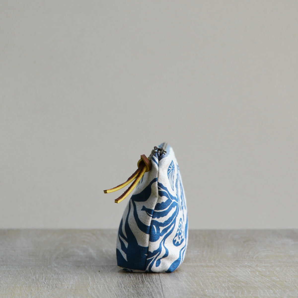 Linen Slim Pouch - 7" - Salish Sealife in Sea Blue