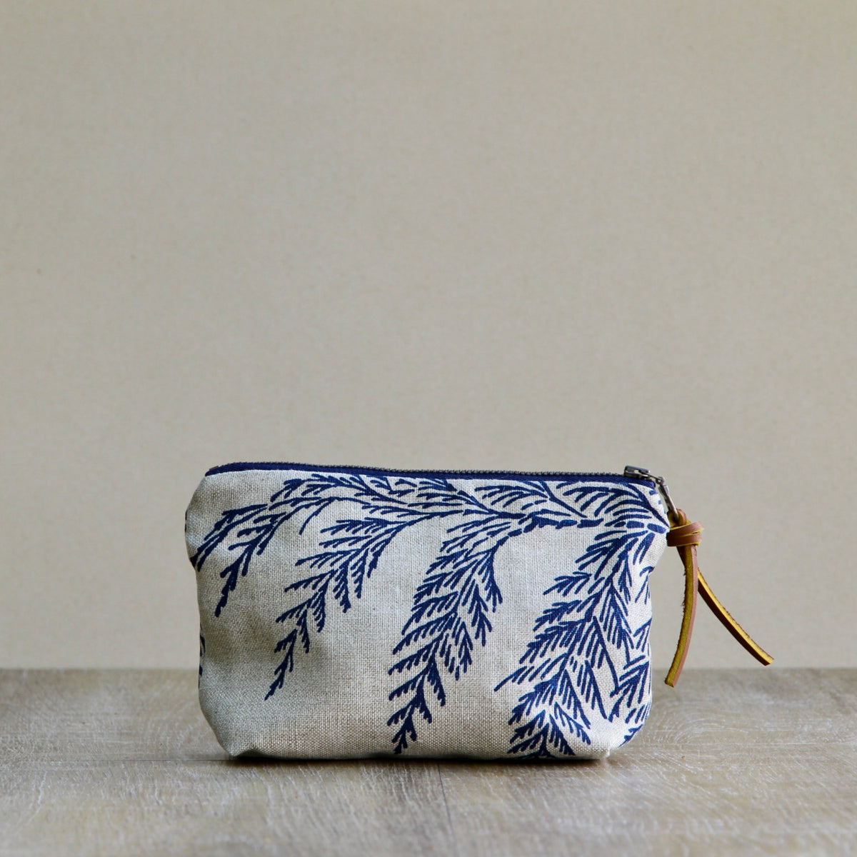 Linen Slim Pouch - 7" - Cedar in Navy