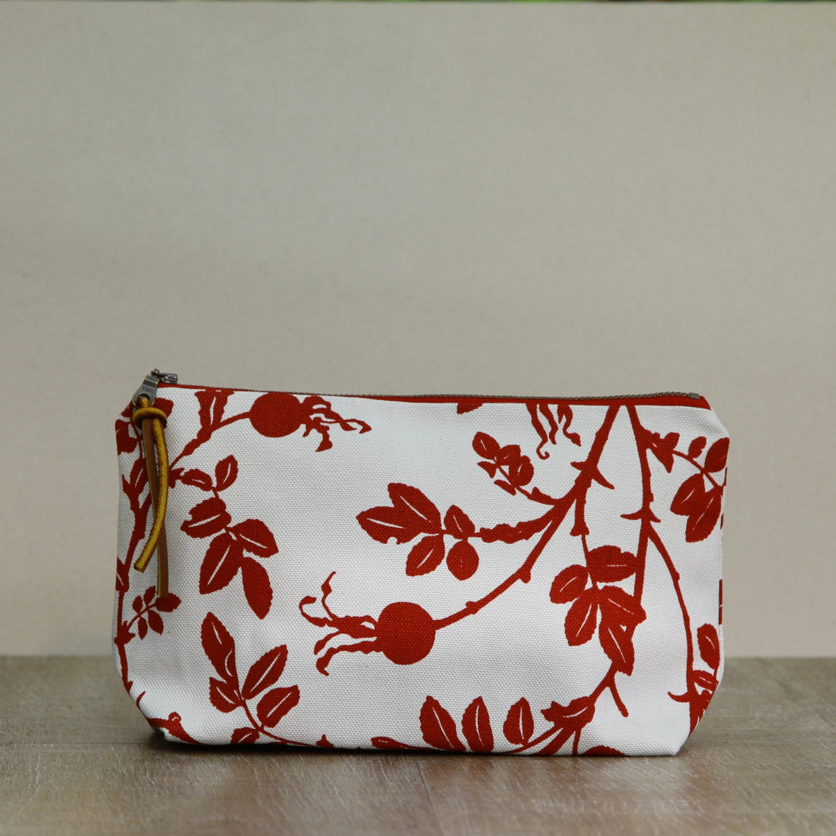 Canvas Supply Pouch - 9" Nootka Rosehip on Stone Canvas in Ruby