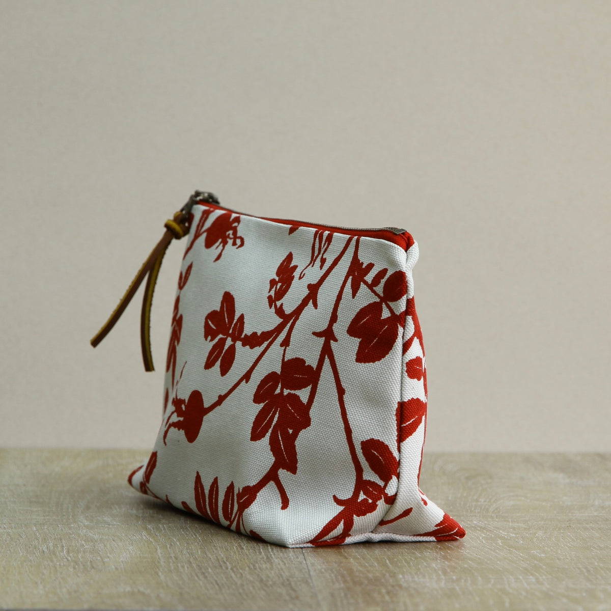 Canvas Supply Pouch - 9" Nootka Rosehip on Stone Canvas in Ruby
