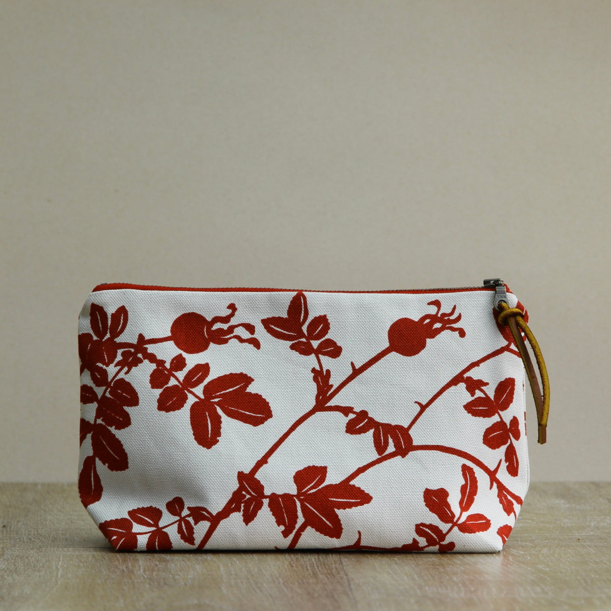 Canvas Supply Pouch - 9" Nootka Rosehip on Stone Canvas in Ruby