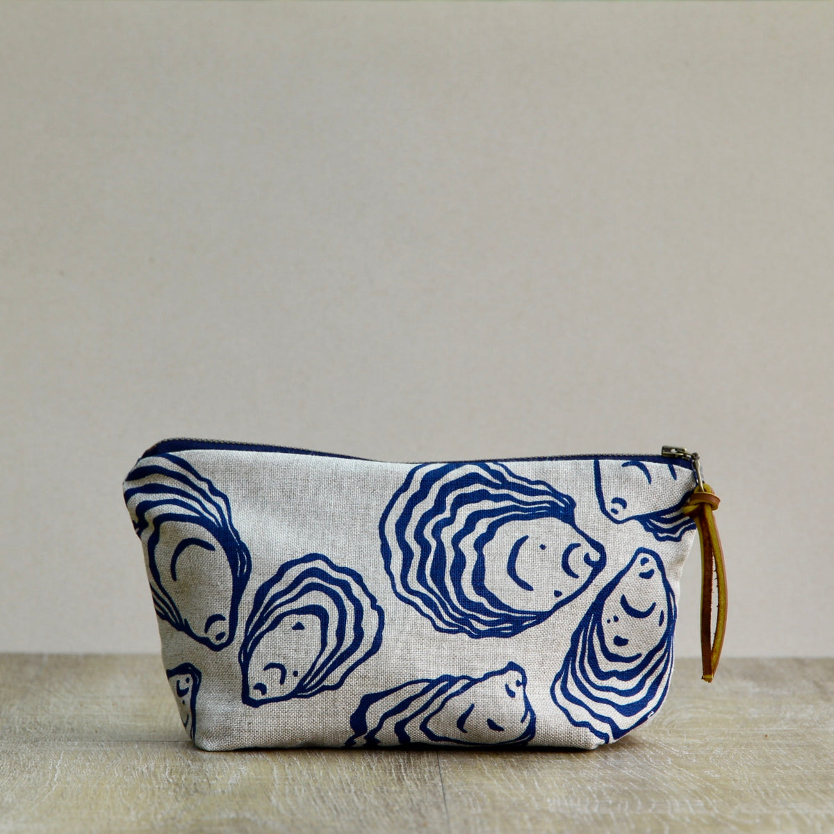 Linen Supply Pouch - 9" - Oyster on Unbleached Linen in Navy