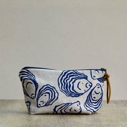 Linen Supply Pouch - 9" - Oyster on Unbleached Linen in Navy