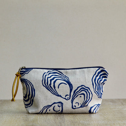 Linen Supply Pouch - 9" - Oyster on Unbleached Linen in Navy