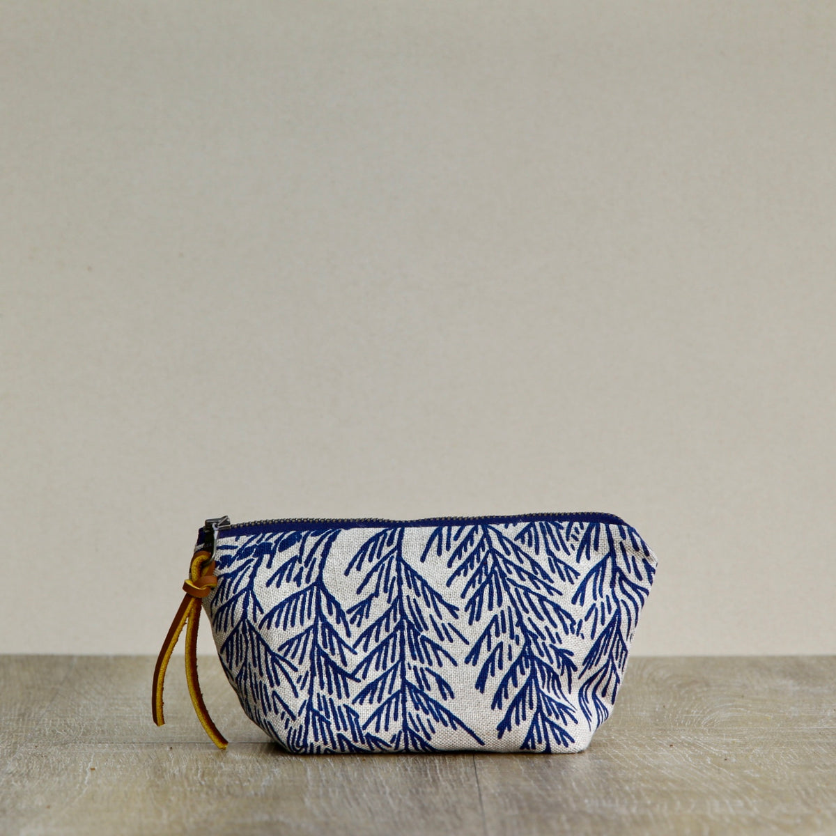 Linen Supply Pouch - 7" - Cedar on Unbleached Linen in Navy