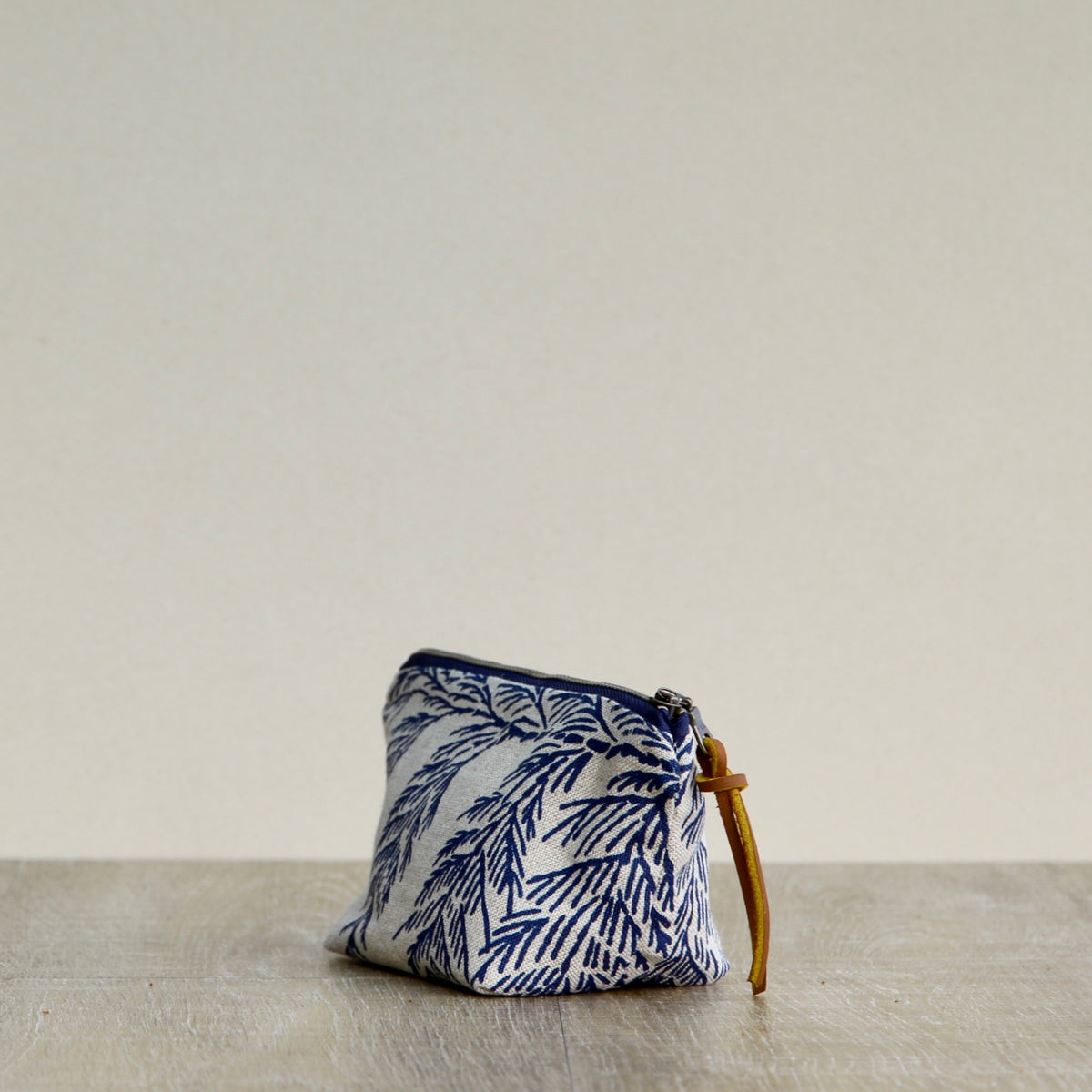 Linen Supply Pouch - 7" - Cedar on Unbleached Linen in Navy