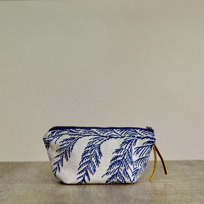 Linen Supply Pouch - 7" - Cedar on Unbleached Linen in Navy