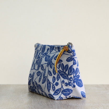 Canvas Supply Pouch - 11" Blueberry on Grey Canvas in Blue Sky