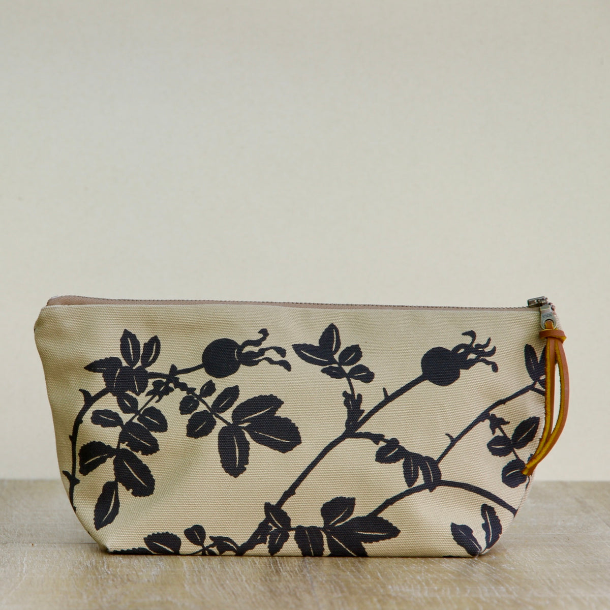 Canvas Supply Pouch - 11" Nootka Rosehip on Camel Canvas in Black