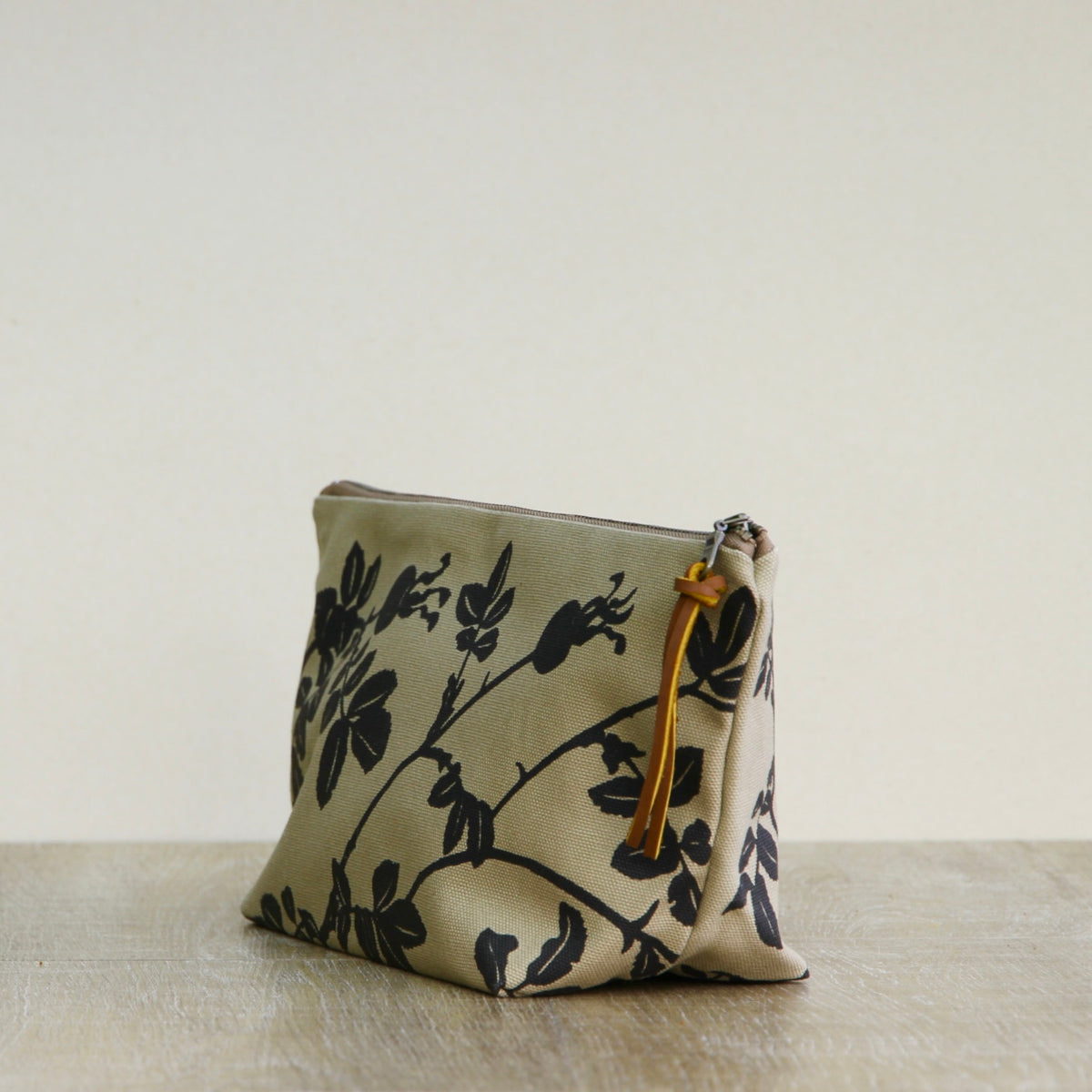 Canvas Supply Pouch - 11" Nootka Rosehip on Camel Canvas in Black