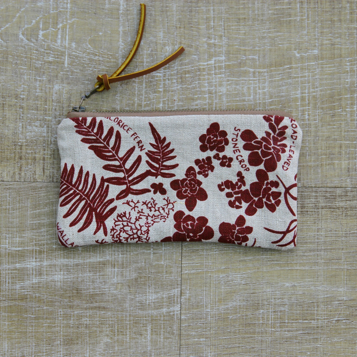 Flat Pouch - Wallet Size - Wildflowers in Mulberry