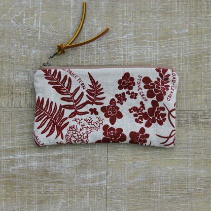 Flat Pouch - Wallet Size - Wildflowers in Mulberry