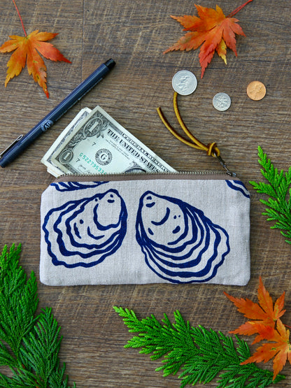 Flat Pouch - Wallet Size - Oysters in Navy