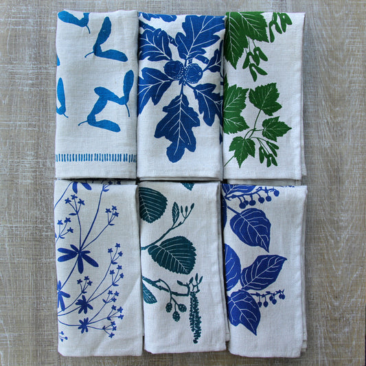 Northwest Native Plant Napkins Set of 6 - Blues & Greens