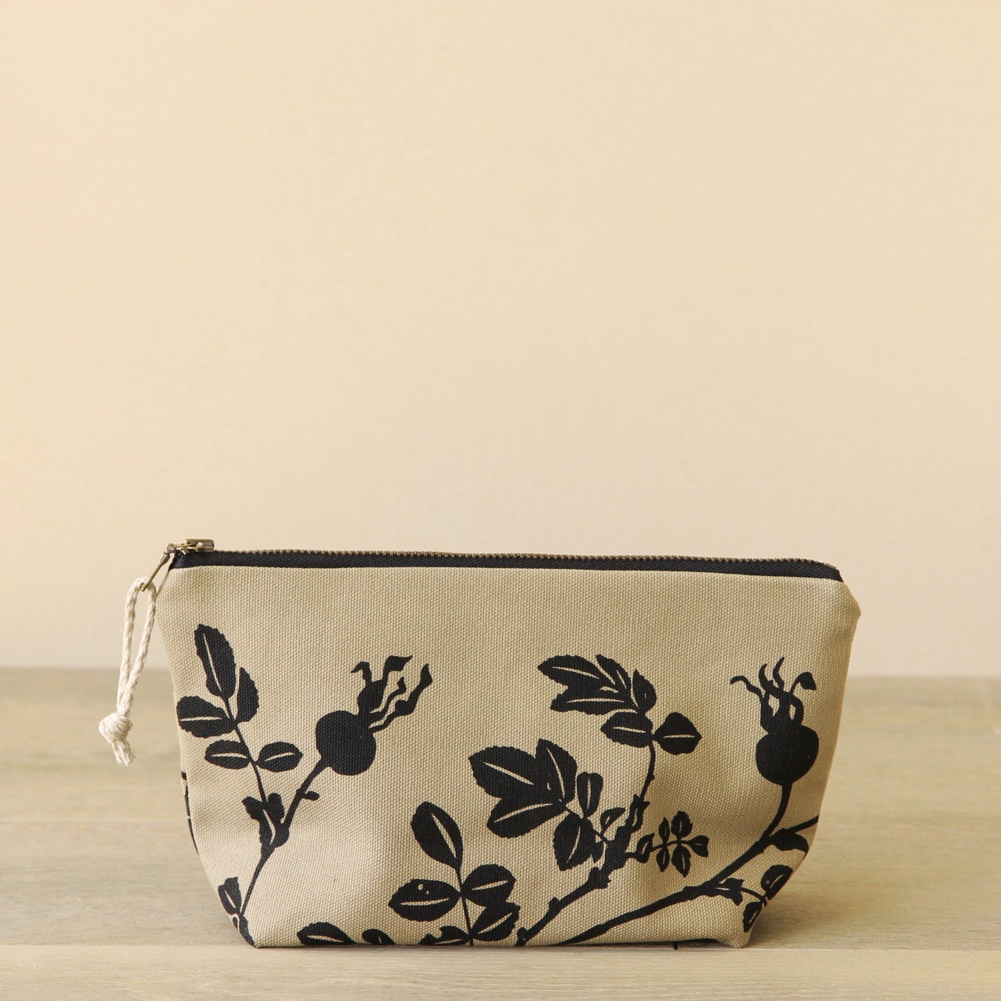 Supply Pouch - 9" Nootka Rose Hip in Black on Khaki Canvas