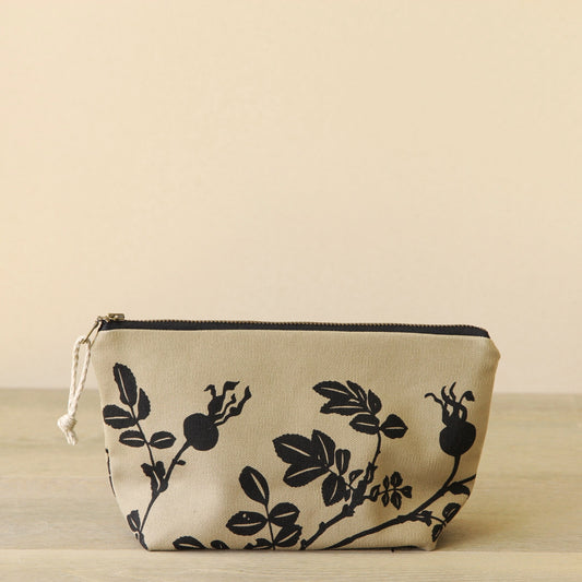 Supply Pouch - 9" Nootka Rose Hip in Black on Khaki Canvas