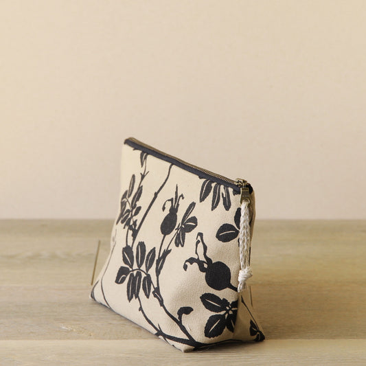 Supply Pouch - 9" Nootka Rose Hip in Black on Khaki Canvas