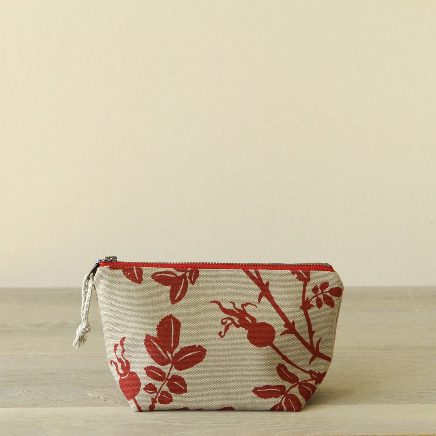 Supply Pouch - 7" Nootka Rose Hip in Ruby on Khaki Canvas