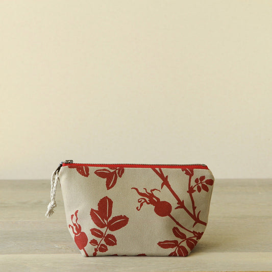 Supply Pouch - 7" Nootka Rose Hip in Ruby on Khaki Canvas
