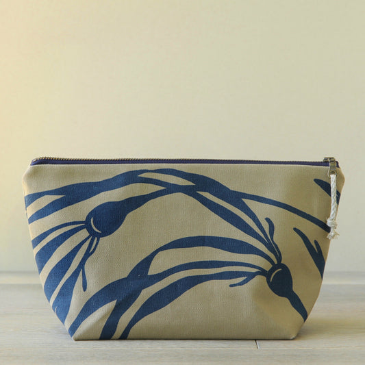 Supply Pouch - 11" Kelp in Marine Blue on Khaki Canvas