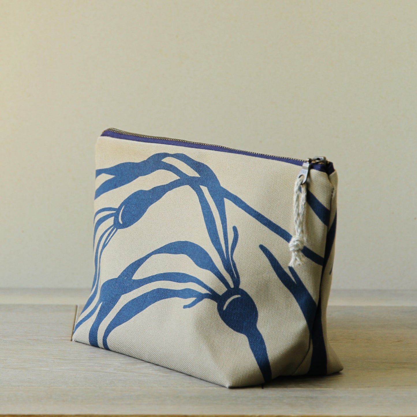 Supply Pouch - 11" Kelp in Marine Blue on Khaki Canvas