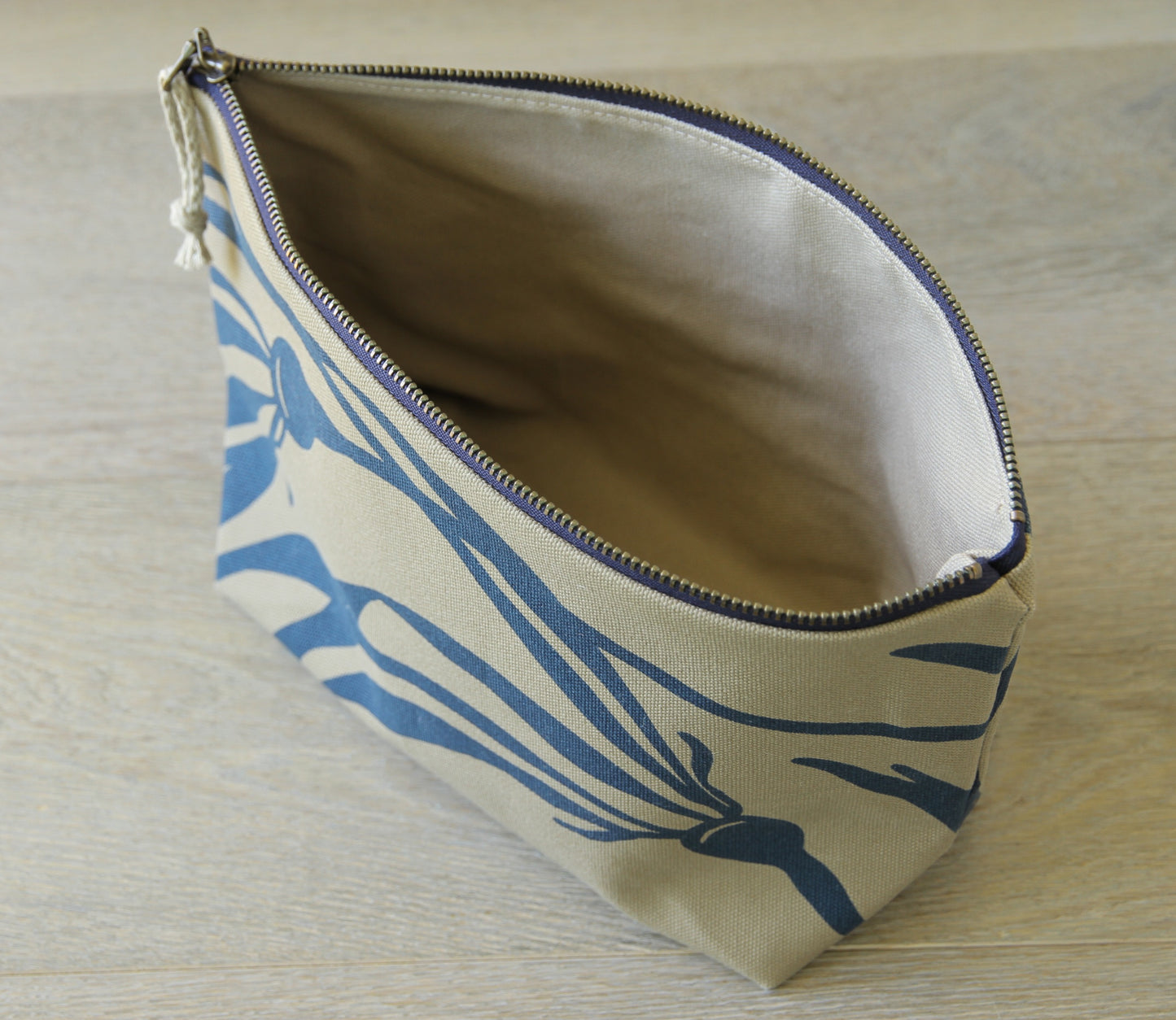 Supply Pouch - 11" Kelp in Marine Blue on Khaki Canvas