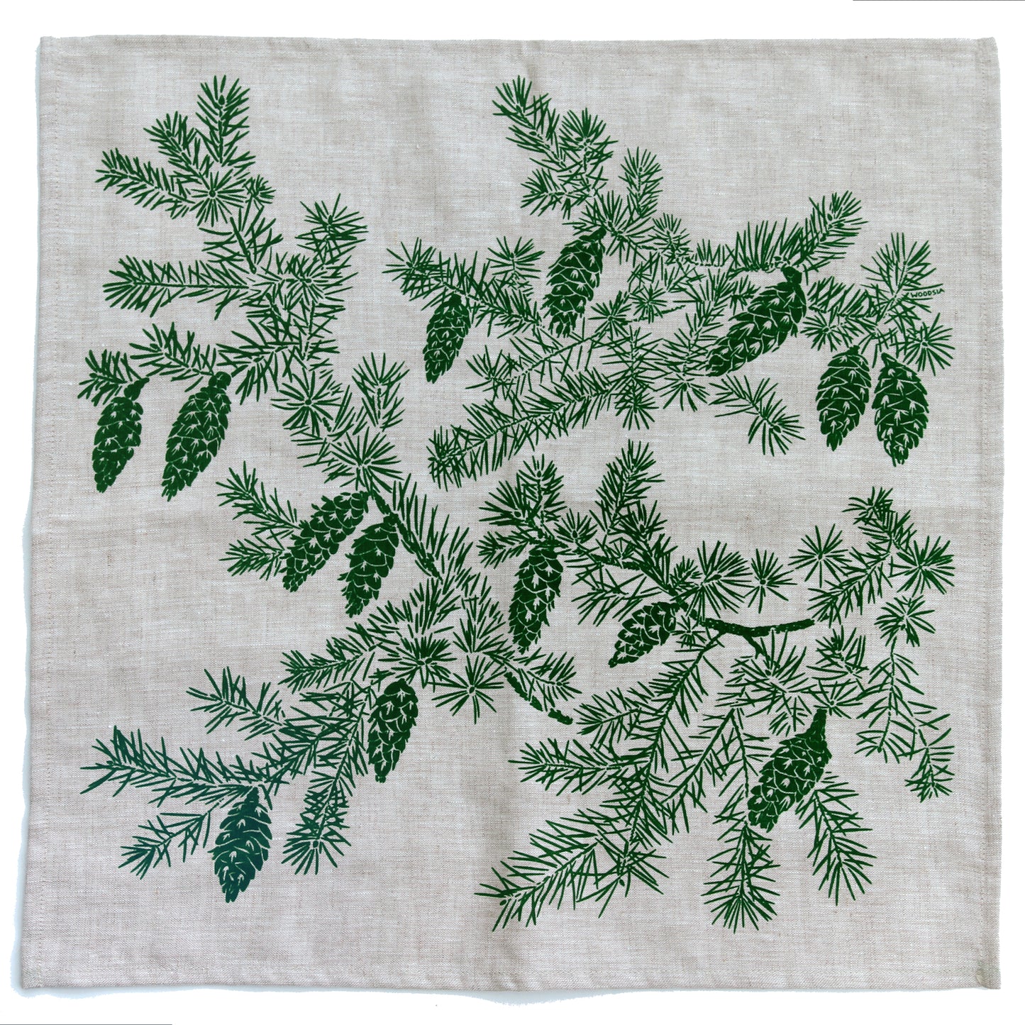 Fir Napkin in Hunter on Linen