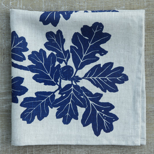 Garry Oak Napkin in Deep Blue on Linen