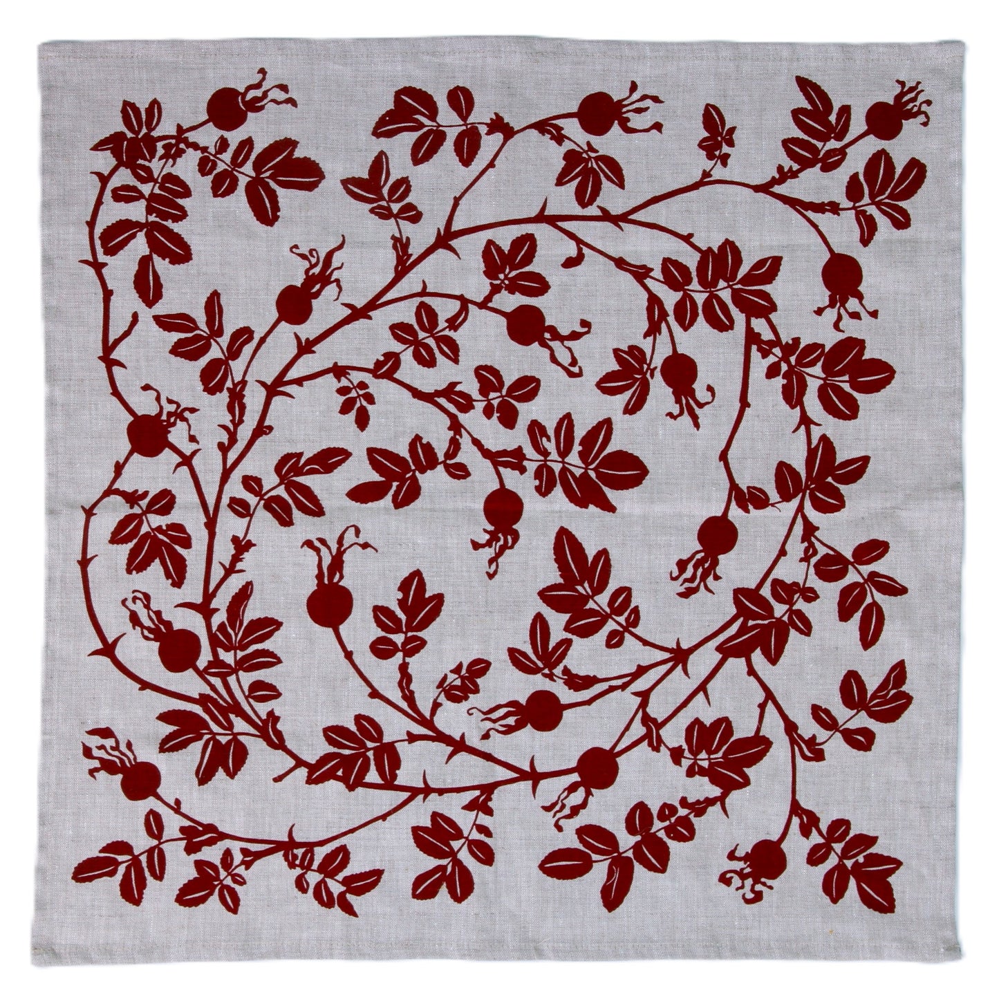 Nootka Napkin in Ruby on Linen