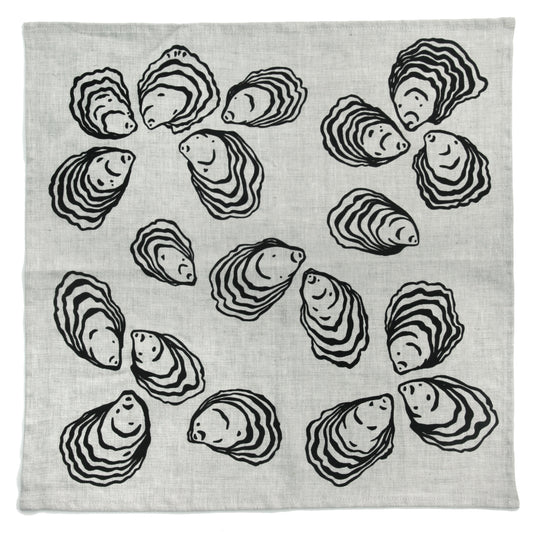 Oyster Napkin in Black on Linen