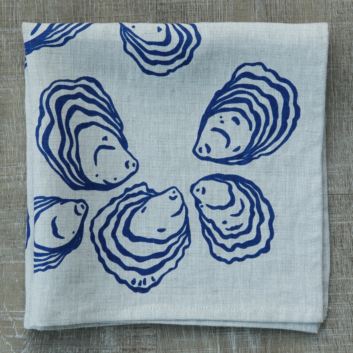 Oyster Napkin in Marine on Linen