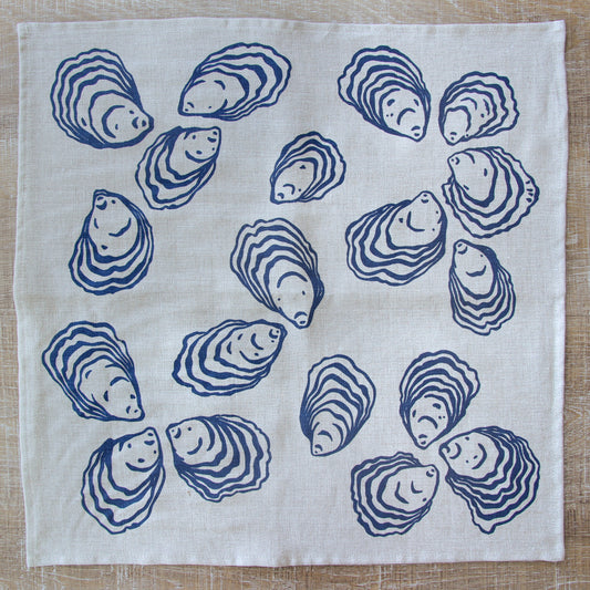 Oyster Napkin in Storm on Natural Flax Linen