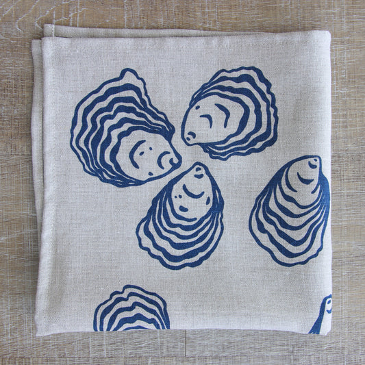Oyster Napkin in Storm on Natural Flax Linen