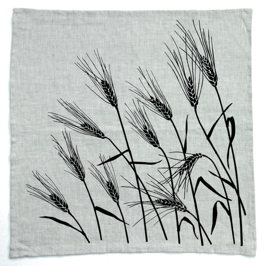 Wheat Napkin in Black on Linen