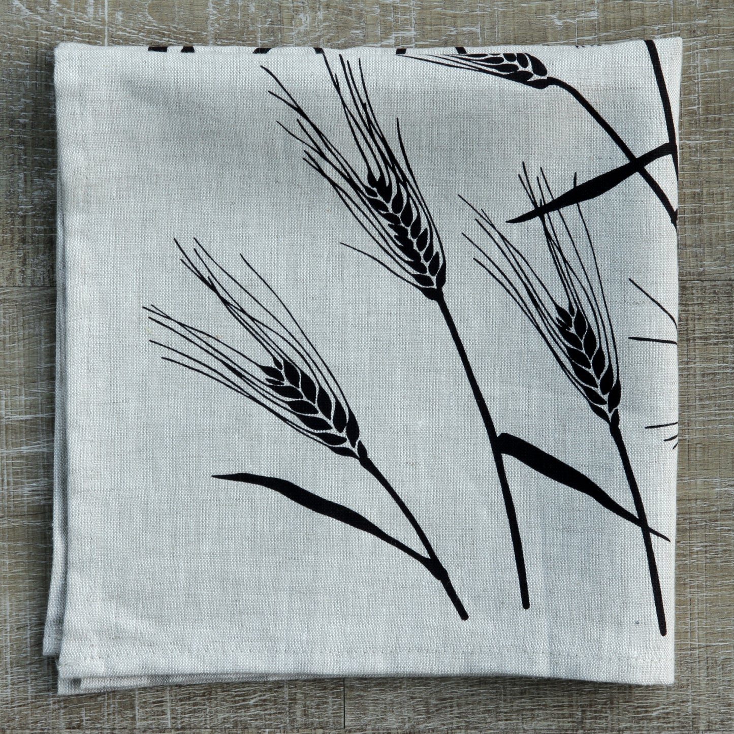 Wheat Napkin in Black on Linen