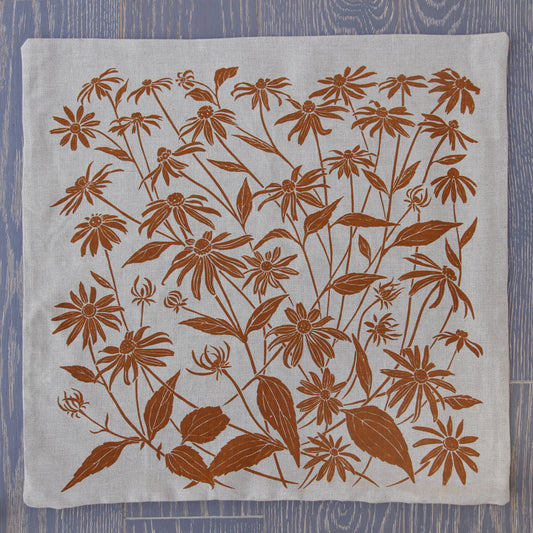 22" Black Eyed Susan Linen Pillow in Cider