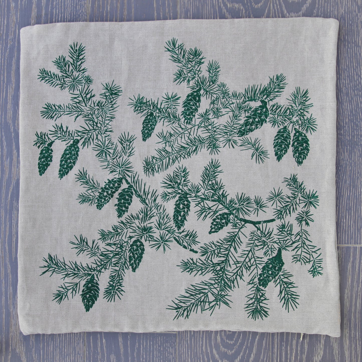 22" Douglas Fir Linen Pillow Cover in Hunter