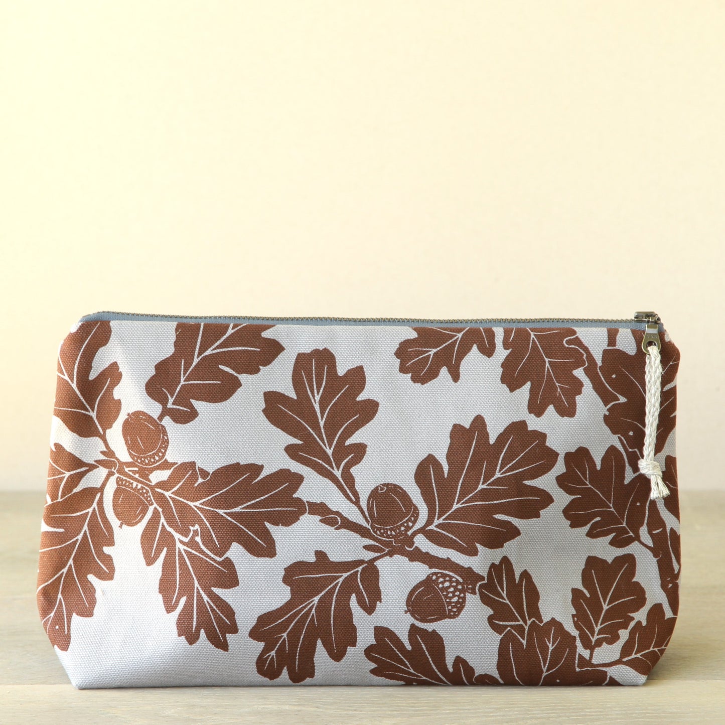 Supply Pouch - 11" Garry Oak in Nut Brown on Grey Canvas