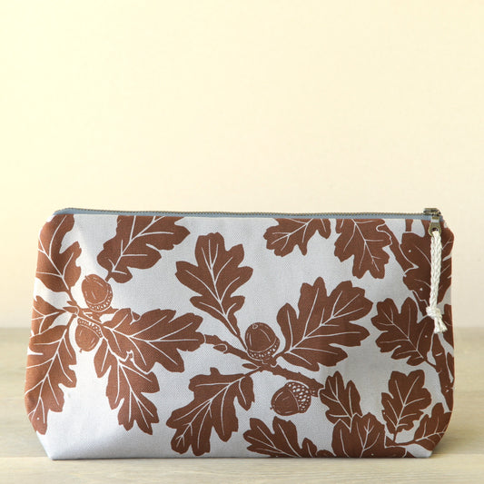 Supply Pouch - 11" Garry Oak in Nut Brown on Grey Canvas