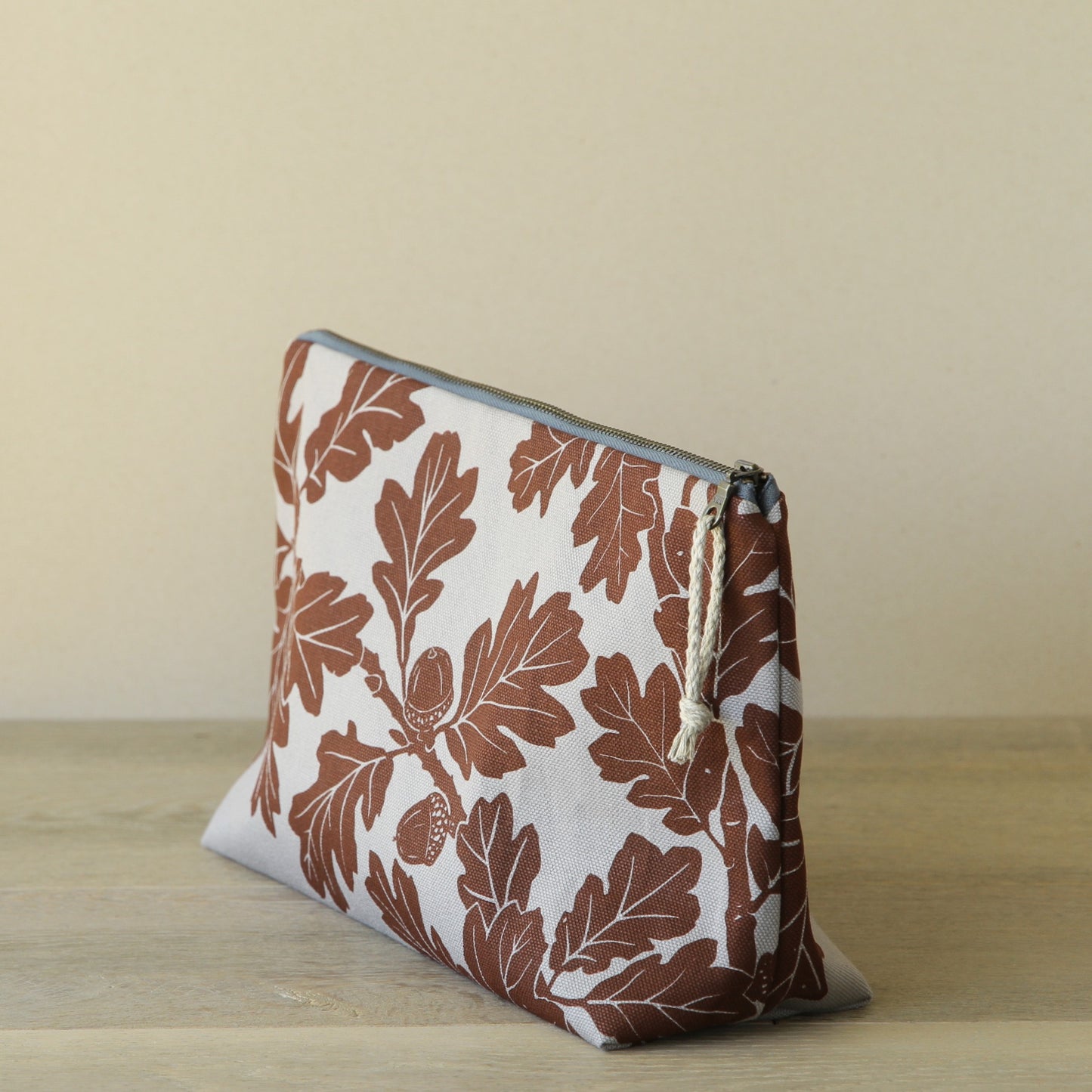 Supply Pouch - 11" Garry Oak in Nut Brown on Grey Canvas