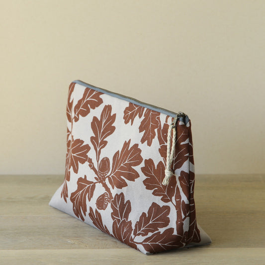 Supply Pouch - 11" Garry Oak in Nut Brown on Grey Canvas