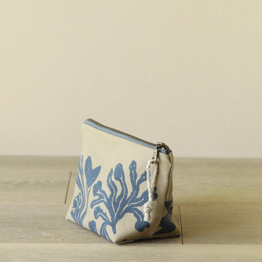 Supply Pouch - 7" Seaweed in Fog on Khaki Canvas