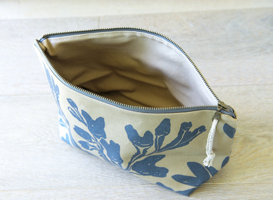 Supply Pouch - 11" Seaweed in Foggy Grey on Khaki
