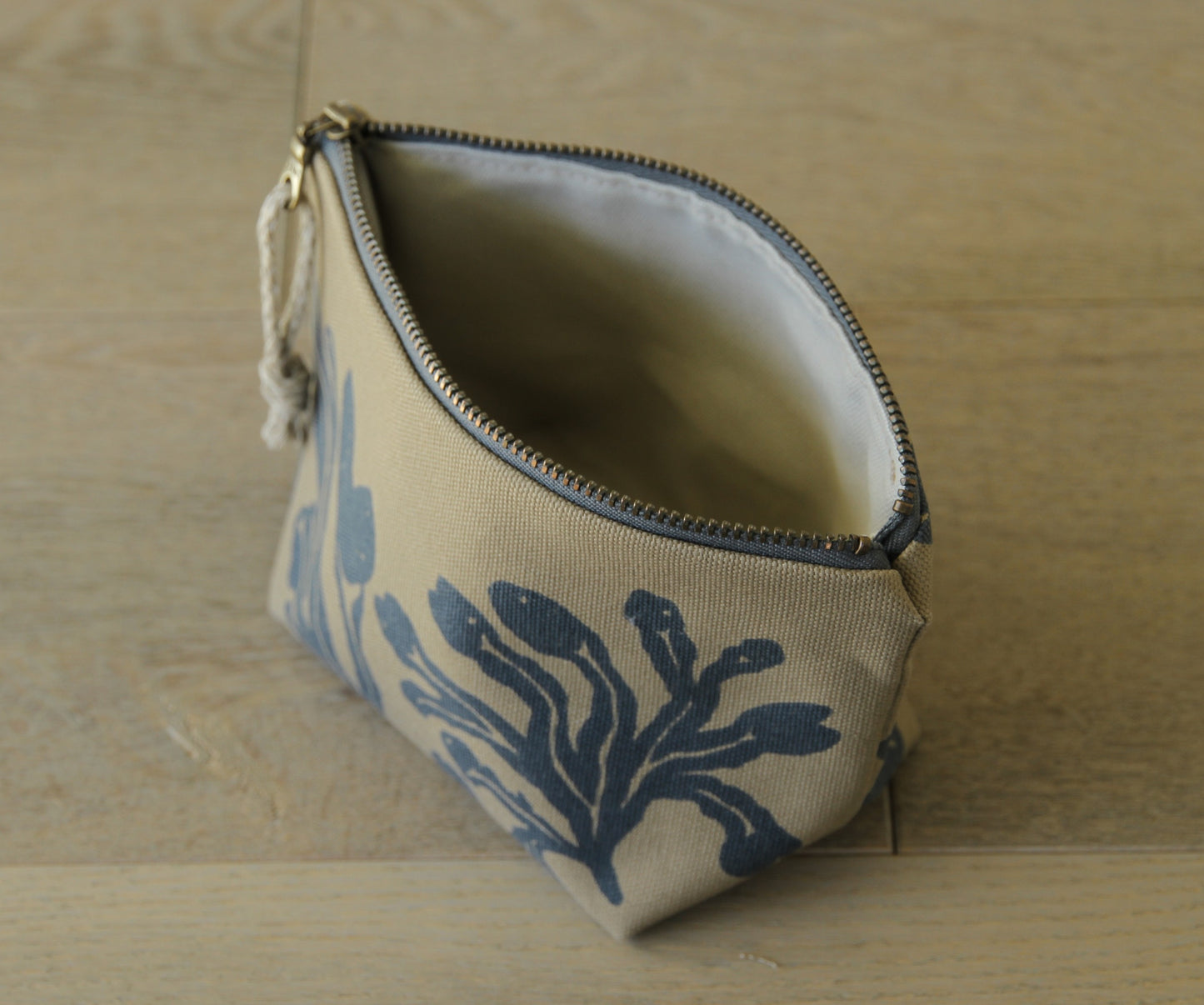 Supply Pouch - 7" Seaweed in Fog on Khaki Canvas